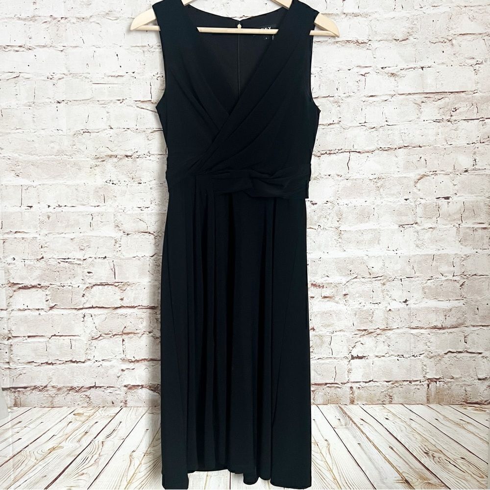 DKNY jersey wrap dress LBD sleeveless